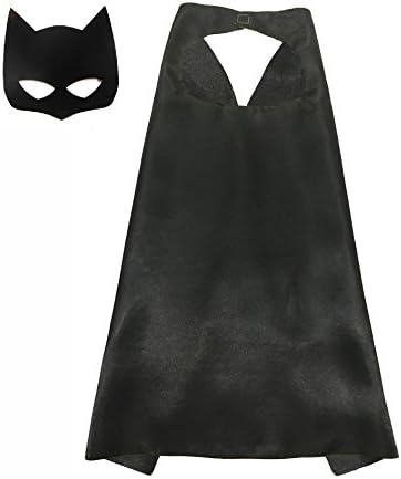 Boy Girl Superhero Comics Cartoon Dress Up Costume Cape & Mask For Kids Toddlers (Black)