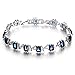 Fate Love Exquisite Sapphire/Black Onyx Square Cubic Zirconia Tennis Bracelet White Gold Plated