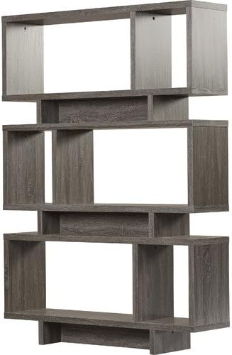 Cullison 66" 5 Tier Wood Shelving Accent Shelves Backless Bookcase, Weathered Grey Finish