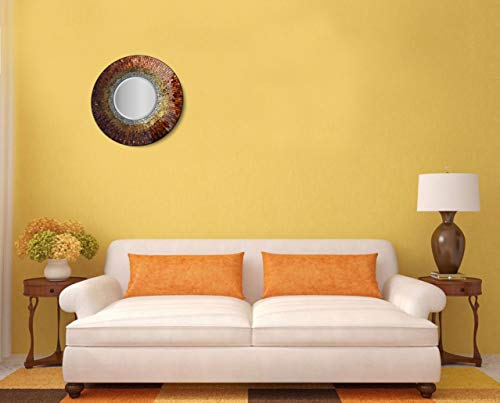 Apartment decorating ideas. LuLu Decor, Baltic Amber Mosaic Wall Mirror, Decorative Handmade Beveled Round Mirror, Diameter 23.5