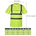 SHORFUNE High Visibility T-Shirt with Short Sleeve, Reflective Strips, Yellow, ANSI/ISEA Standards, L