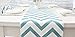 Uphome 1pc Classical Chevron Zig Zag Pattern Table Runner - Cotton Canvas Fabric Table Top Decoration, Aqua and White