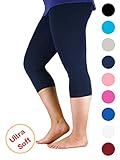 Passionate Adventure Relaxed Fit Elastic Waist Womens Ultra Soft Leggings Under Tunic Bamboo Capri Pants Regular and Plus Size Navy 4XL (US Size XL)