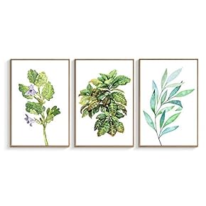 Framed for Living Room Bedroom Beautiful Leaves for x3 Panels