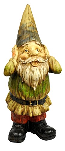 Galt International Garden Gnome with Wood-Carved Look and Colorful Accents, Hear No Evil