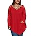 Goddessvan Plus Size Tops Blouse, Womens Lace Long Sleeve Casual T-shirt Top (4XL, Red)
