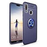 Newseego Compatible with Huawei P20 Lite Case,Huawei Nova 3E Case, 360° Adjustable Ring Stand,Frosting Thin Soft Protective and Finger Ring Holder Kickstand Fit Magnetic Car Mount-Blue+Blue