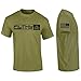 Filthy Anglers Mens Fishing T Shirt Short Sleeve with Military Front Style Print American Flag on Sleeve (Large, Military Green)