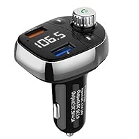 Bluetooth FM Transmitter for Car, KAILEDI Wireless in-Car Radio Transmitter Adapter Car Kit with USB Car Charger, Car MP3 Music Player ... (Black-62)