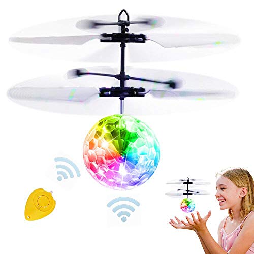 RC Flying Ball Toys Infrared Induction Drone Hand Control Helicopter with Shining LED Lights Disco USB Rechargeable Fun Novelty Toys for Kids Teenagers Indoor and Outdoor Games