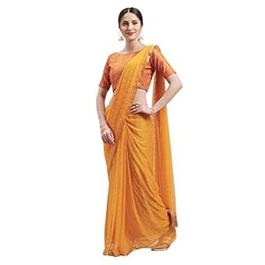 Womanista Women’s Jacquard Georgette Saree with Blouse