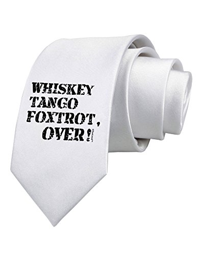 TooLoud Whiskey Tango Foxtrot WTF Printed White Neck Tie