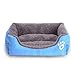Giho Soft Washable Self-Warming Rectangular Dog Basket Bed with Fleece Lining, Small, Blue