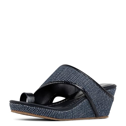 Donald Pliner Women's Gyer Wedge Sandals, Size 11 in Navy Denim, Comfortable, C…