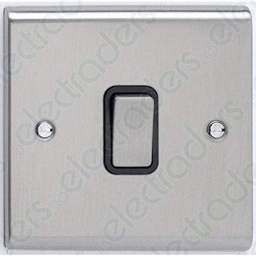Deta SD1203SSB Light Switch 10 Amp 1 Gang 2 Way (Stainless Steel/Black Insert)