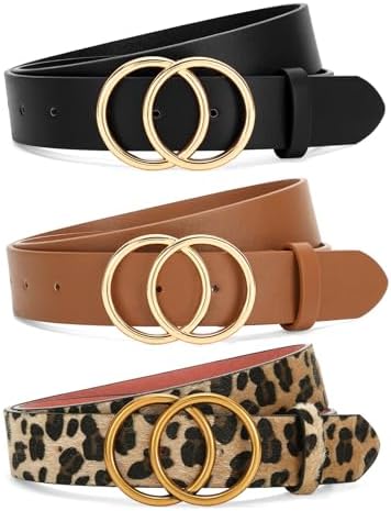 YARIEW 4 Pack Small Leather Belts for Women - Leopard Print  display picture 1