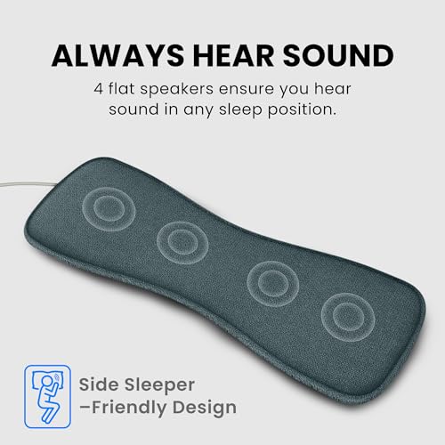 Avantree Slumber 2 – Bluetooth Pillow Speaker for Sleeping with 4 Flat Speakers, Remote Control and Sleep Timer, Built-in White Noise, Soft & Comfortable Design for Side Sleepers, Podcasts & Audiobook