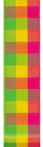 Offray Wired Edge Breeze Check Craft Ribbon, 1-1/2-Inch Wide by 15-Yard Spool,…