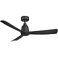 Fanimation Kute 3 Blade Ceiling Fan with Light Kit 44 Inches Wide with Black Finish and Black Blades