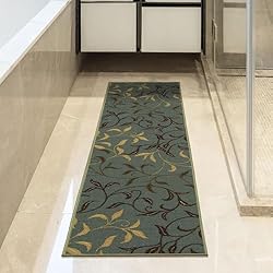 Machine Washable Leaves Design Non-Slip Rubberback