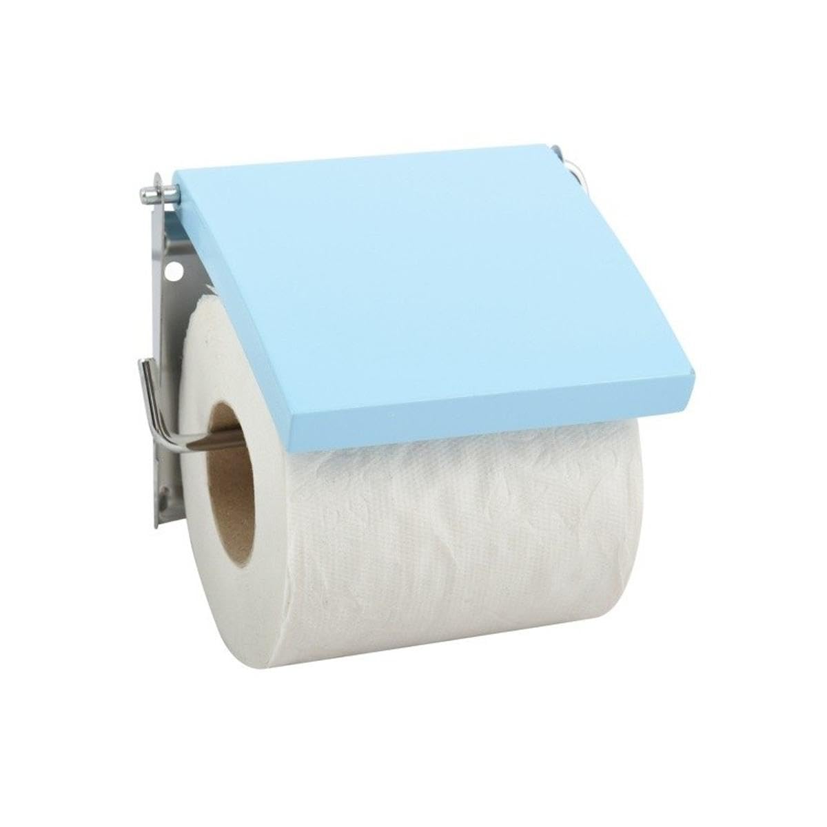 MSV Stainless Steel/MDF Toilet Paper Holder, Light Blue — image 1