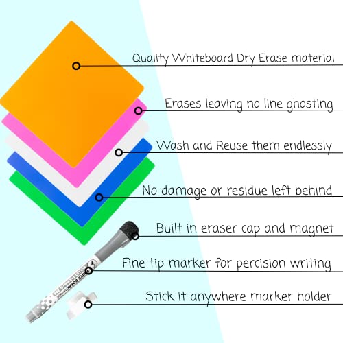 Dry Erase Sticky Notes 30 pack 4x4 Reusable Washable Whiteboard