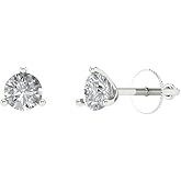 14K White Gold White Sapphire Stud Earrings with Screw back - Hypoallergenic, 0.5 cttw - Minimalist Women's Fine Jewelry