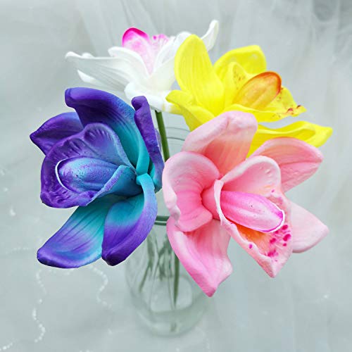 Lily Garden Artificial Flowers Purple Turquoise Orchid Stem Real Touch Flowers Set Of 12 Stems Pricepulse