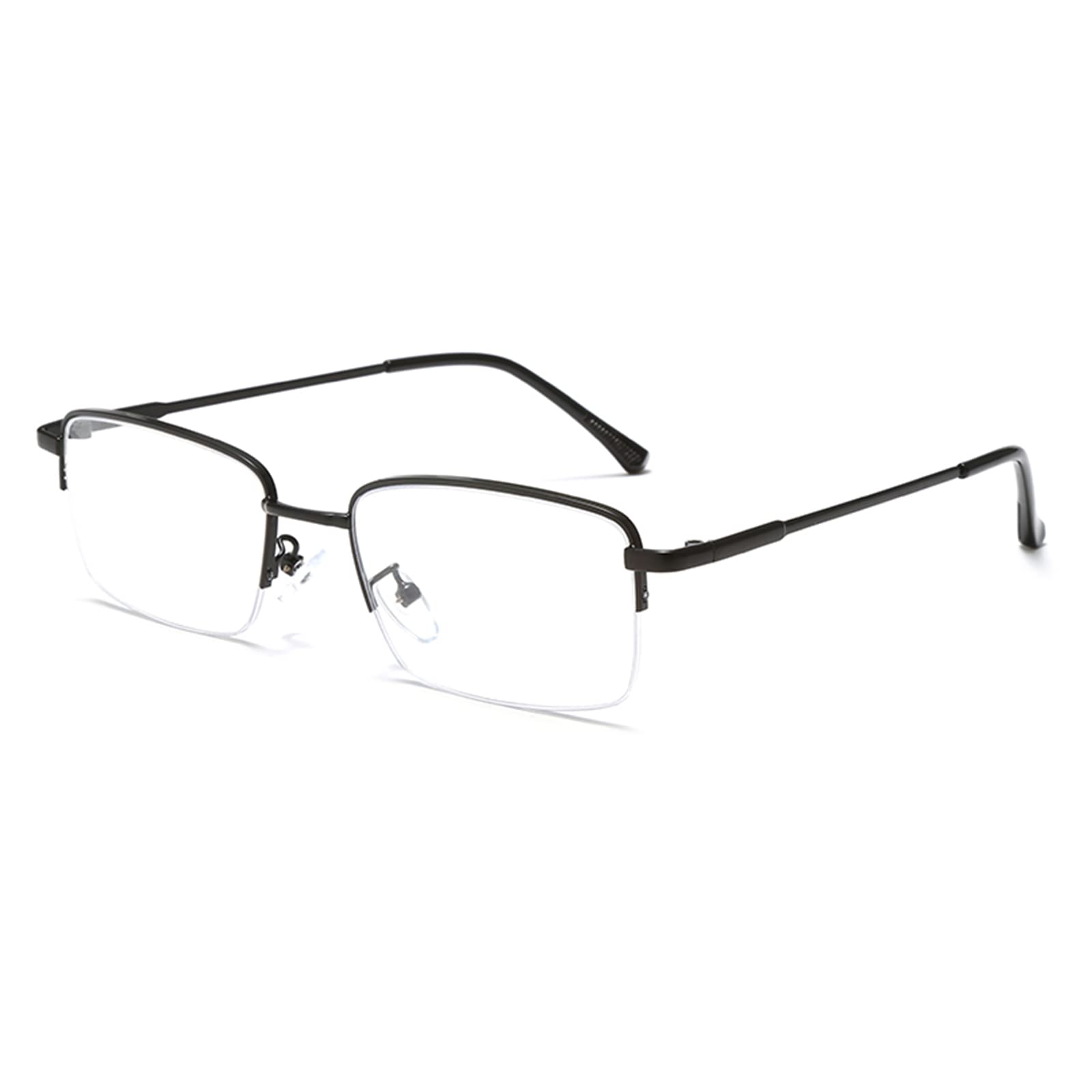 LJCZKA Half Frame Blue Light Blocking Glasses for Mens Womens, Rectangular Semi Rimless Blue Light Glasses for Anti-Fatigue and Eyestrain
