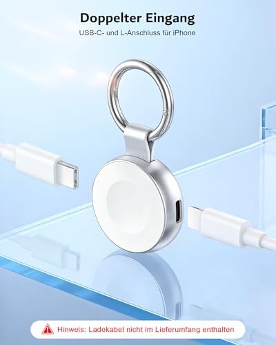 USB C Ladegerät mit Schlüsselanhänger für Apple Watch (Silber)