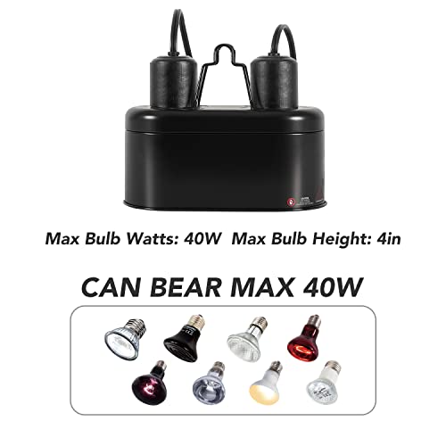 WACOOL Dual Reptile Light Fixture Dome Lamp Fixture, Nano Reptile Heat Lamp Fixture UVA UVB