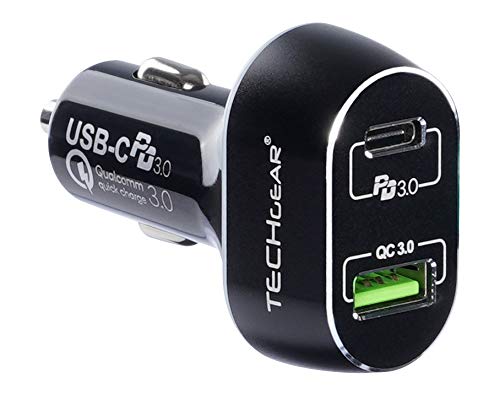 TECHGEAR 63W USB C Car Charger Fast Charging PD3.0 & QC3.0 Dual Port 45W USB-C + 18W USB-A for iPhone 17/16/15/14, Samsung Galaxy S26/S25/S24/S23 (25W), iPad Pro/Air, MacBook, Pixel, Honor & More
