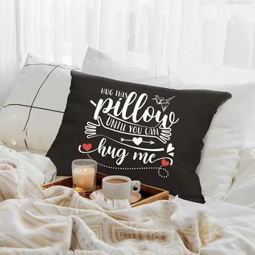 Cuscino Federa 45x45 Cm - Cuscino Quadrato Con Scritta Hug Me - Per Divano E Auto - 5