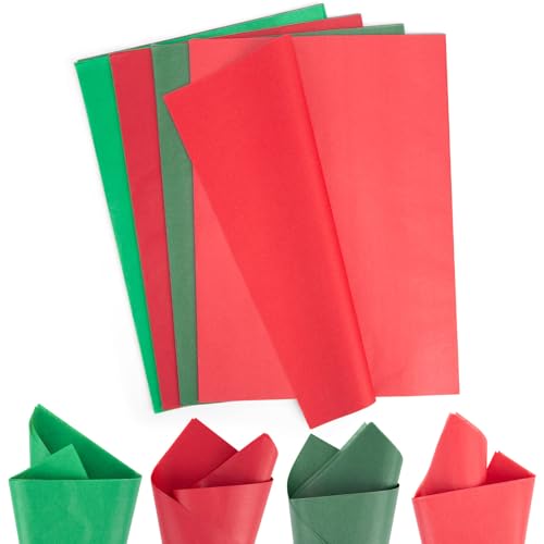 Koogel 320 Sheets Christmas Tissue Paper, 14 x 10 Inch Red Green Gift Wrapping Paper Bulk for Xmas Wedding Holiday Gifts Box Bags DIY Crafts Decoration