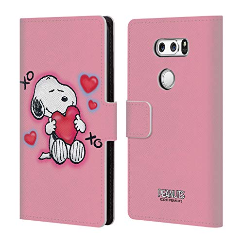 Official Peanuts XOXO Snoopy Boardwalk Airbrush Leather Book Wallet Case Cover for LG V30 / V30 Plus