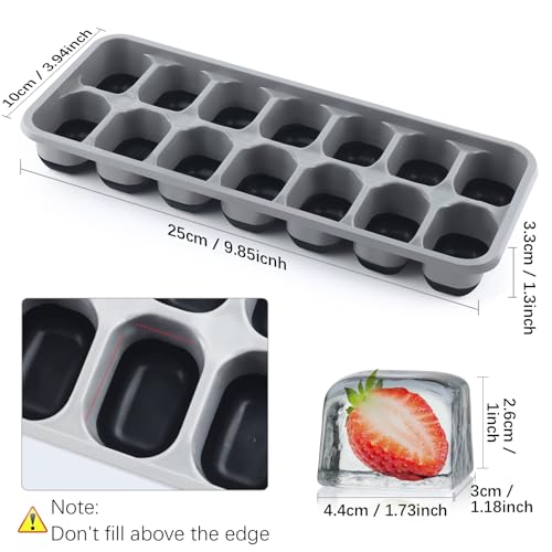 JRISBO Silicone Ice Cube Tray with Lid, BPA-Free, Pack of 4 Ice Cube Trays, Stackable & LFGB Certified, Safe Ice Cube Tray, Ice Cube Trays for Baby Porridge, Cocktail, Whiskey
