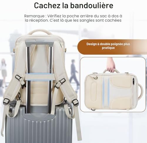 Bagage Cabine 40x30x20, Sac à Dos Voyage Cabine Avion avec Ryanair