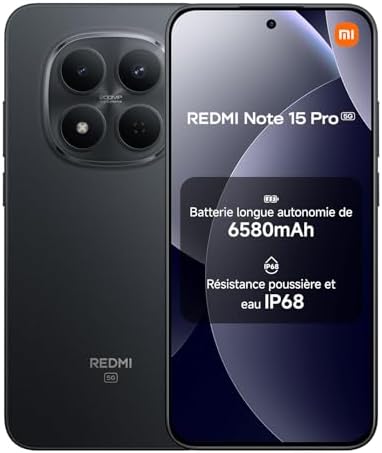REDMI Note 15 Pro 5G Smartphone 8＋256 Go Batterie 6580mAh - Noir