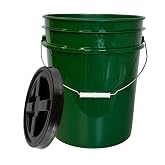 House Naturals 5 Gallon Food Grade BPA Free Container Dark Green Bucket with Screw On Black Lid