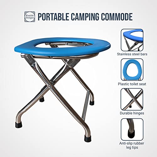 Portable Camping Toilet Chair Folding Bedside Commode Lightweight