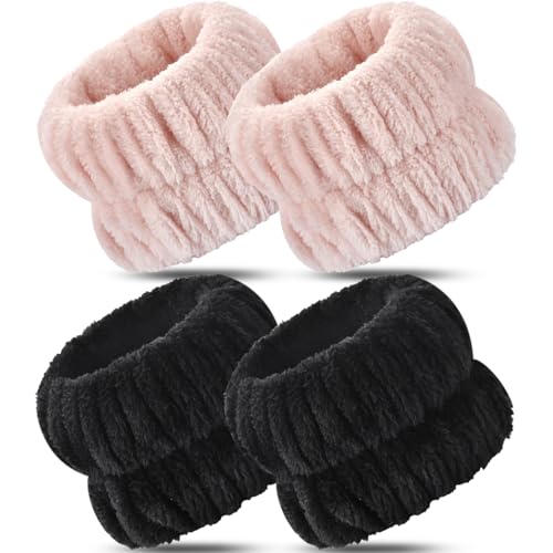Darfukei Wrist Bands for Washing Face, 4pcs Spa Face Washing Wristbands, Microfiber Arm Wrist Towels, Absorbent Wash Wristbands for Woman Men, Prevent Water from Spilling Down Your Arms