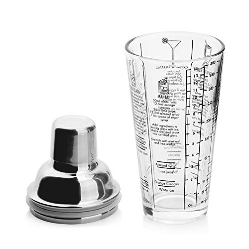 H-ei 4 Stück 400ml Cocktail Shaker Set, Modern Barkeeper Kit: Glas Cocktail Shaker mit Edelstahldeckel, Jigger… – Bild 7