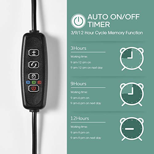 360° Grow Light for Indoor Plants - Gooseneck Full Spectrum Growing Lamp Strip w/ 3 Modes 9 Dimmable Brightness 3/9/12 H Timer Ideal for Greenhouse Plants Flowers Veg Succulents Potted Growth