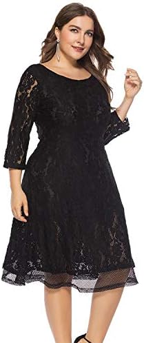 Amazon レディース 七分袖 五分袖 レースワンピース ひざ丈 フォーマル きれいめ シースルー 黒 Ll 3l 4l 5l 6l 7l 大きサイズ 6l ワンピース チュニック 通販
