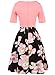 oxiuly Women's Vintage Patchwork Pockets Puffy Swing Casual Party Dress OX165 (Pink, xx_l)