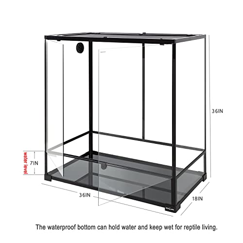 REPTI ZOO Tempered Glass Large Reptile Terrarium 100 Gallon, Vertical