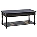 VASAGLE Coffee Table with Turned Solid Wood Legs, Cocktail Table with Colorful Lower Shelf, Tool-Free Assembly, for Living Room, Office, Study, Reception, Country Brown ULCT18GL
