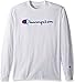Champion Men's Classic Jersey Long Sleeve Script T-Shirt, White, LG