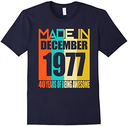 Mens December 1977 40th Birthday Gift T-Shirt 40 Yrs Years Old XL Navy