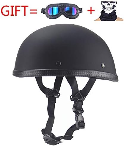 半帽ジェットヘルメットオートバイヘルメットハーフヘルメットジェットヘルメットオープンヘルメット Dot Ece認定クルーザーチョッパースケートボードモペット付き自転車用ヘルメットゴーグル付きクイックリリースヘルメット Pr365 Hr